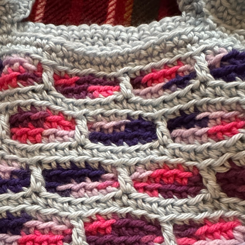 Handmade Colorful Knit Crochet Handbag Tote Purse Small - Picture 2 of 5